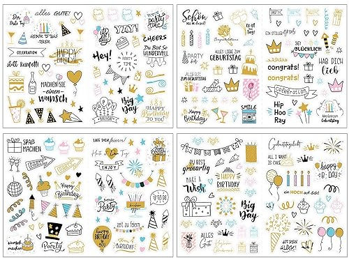 OTTYMO 8 Stück Geburtstag Sticker PP-Material Fotoalbum Aufkleber Niedliche stilvolle Geburtstagsaufkleber 29 * 21cm Aufkleber-Set für Geburtstag Aufkleber für Fotoalbum Gästebuch Geburtstagskarten
