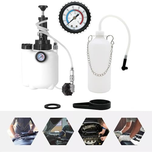 CHANG QI 3L Brake Bleeder Car Brake Bleeder Brake Fluid Changer Brake System Bleed Bottle with 1 Litre Refill Bottle and 2 x Cylinder Adapters for Transmission Oil Filling