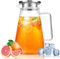 Vilomdur 1.5L Carafe en Verre, Carafe Eau avec Couvercle et Anse, Transparent et Résistant Chaleur Pichet en Verre, Carafe Eau Verre, pour Eau Froides/Chaudes, thé Glacé, Vin, Jus, Lait