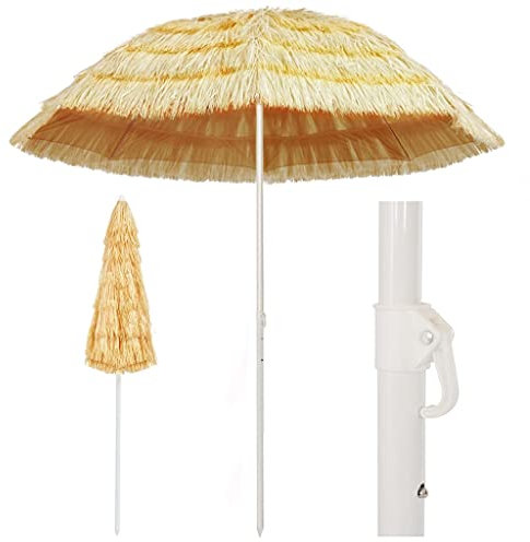 Iiaky Strandschirm Natur 240 cm Hawaii Style Sonnenschirm Gartenschirm Balkonschirm