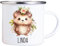 4you Design Emaille Tasse Kinder personalisiert – Igel Blume – Tier Namenstasse – Geschenk für Jungen & Mädchen – Bruchsicher & Leicht – Geschenkidee zur Einschulung & Geburtstag - 300ml