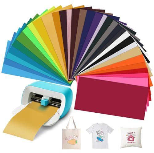 32 Stück 14cm x 30,5cm Smart Iron On für Cricut Joy, Plotterfolie Textil, Heat Transfer Vinyl, Plotter Folie Textildruck zum Aufbügeln, Flexfolie Plotter Textilien für T-Shirts, Hoodie