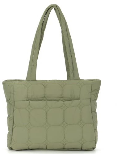 7VSTOHS Puffer Bag für Damen, Damen Tasche mit Reißverschluss Nylon Gepolsterte Gesteppte Tragetasche Tote Bag Große Kapazität Schultertasche für Alltag Arbeit Büro Reisen