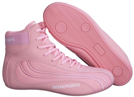 Botas de Boxeo Mujer, Zapatos de Boxeo de Entrenamiento Respirable Antideslizante para Deportes de Combate, Wrestling y Crossfit