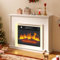 DWVO Electric Fireplace, Suite 23 and Realistic Flame Effect Fire, Electric Fire and Surround Reach up to 30㎡ Space, White Electric Fire with Programmable Timer and LED Light Strip, 100x26x80.5CM