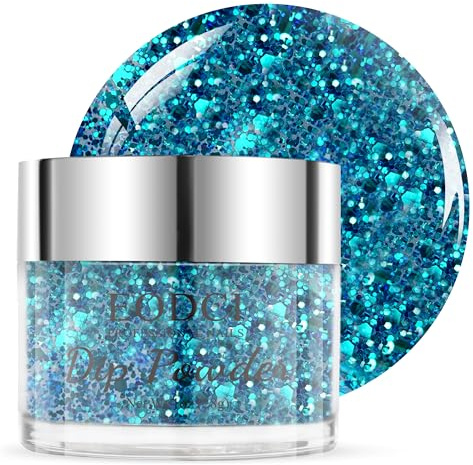 EODCI Glitter Chameleon Blue Dip Powder, 1 Oz/28g Nail Dipping for DIY Manicure Salon at Home Easy to Use Nail Dip Powder for Women gift No Needed Nail Lamp Curing