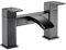 Balterley Black Bath Filler Tap, Deck Mounted Bathroom Tap Mixer Filler with Twin Lever Handles, Square Bridge Waterfall Spout Bathroom Taps, Durable Waterfall Bath Mixer Taps (Matte Black)