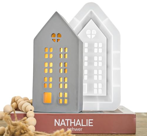 Silikonform Gießformen Hausharzformen Gips Beton Kerzenhalterform 3d Häuser Kerzenhalter Silikonform Teelichter Kerzenhalterform Weihnachtsgeschenke Dekoratives Kunsthandwerk (extragroße)