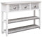 SDWEHO7 Beistellschrank Vintage Stil aus Massivholz, Konsolentisch mit 3 Schubladen & 2 Ablagen, Schmaler Flurtisch Eingangstisch Sofatisch Beistelltisch, Antik-Grau 108x30x76 cm