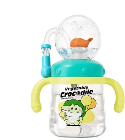 Dayysiuy Trinklernbecher 300ml Baby Trinklernflasche Mit Wal-Spritzer, Schnabeltasse Für Kleinkinder, Niedlicher Wal Trainer Cup Auslaufsicherer Becher Für Kinder, Jungens Und Mädchen, BPA-freier