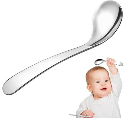 Cuchara de bebé curva, cuchara de aprendizaje de bebé,Entrenamiento sin deslizamiento sin deslizamiento de la primera etapa multifuncional | Cabeza poco profunda, suministros de alimentación para bebé