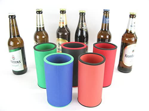 Erstklassige Qualitätskühler für 0,5L Bierdosen oder Bierflaschen im bunten Mix aus 5 Neoprenkühlern. Echtes Neopren mit 5-6mm Stärke. (Flaschenkühler DIN glatt)