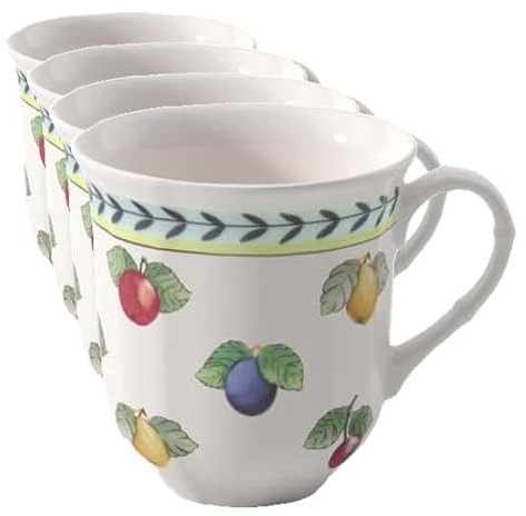 Villeroy & Boch – French Garden Henkelbecher Bunt, Spülmaschinenfest, Mikrowellensicher, Kaffeetasse, Kaffeebecher mit Henkel, Heißgetränkebecher, Premium Porzellan (Packung mit 4)