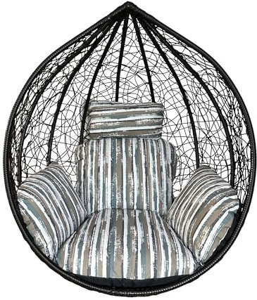 Wasserdichtes Kissen für Hängesessel 54x66x8cm - Schaukelstuhlkissen, Wetterfest, Abnehmbarer Bezug - Für Garten, Terrasse, Balkon und Schaukelstuhl, Beige/Weiß/Grün