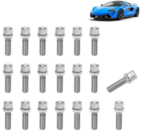 20pcs M14x1.5mm Wheel Bolts, 40mm Alloy Steel Ball Seat Wheel Lug Bolts Compatible with Audi Seat Volkswagen Alfa Romeo BMW Porsche, Hex Size 17mm