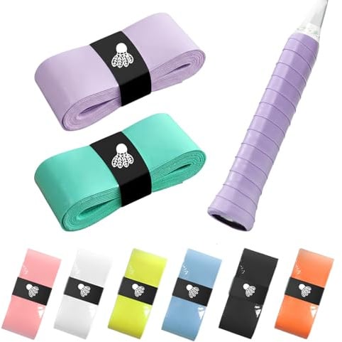 8 Pièces Ruban Adhésif pour Raquette de Tennis, Ruban Coloré de Raquette Grip, Bande Antidérapante pour Raquette de Tennis, Rubans Adhésifs pour Raquette de Badminton, Grip Absorbant et Respirant
