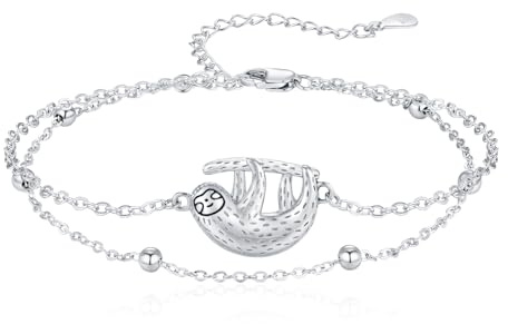 Midir&Etain 925 Sterling Silber Niedlich Tier Armband Schmuck Geschenke für Frauen Mädchen Freundin Damen, Doppelkette Design
