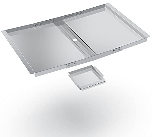 WELL GRILL Fettauffangschale Auffangwanne für Dyna Glo Gasgrill, Grill Tropfpfanne Edelstahl Fettwanne für 3 4 5-Brenner, Nexgrill, Expert, Charbroil, Kenmore Zubehör, Verstellbares 61cm-76.2cm