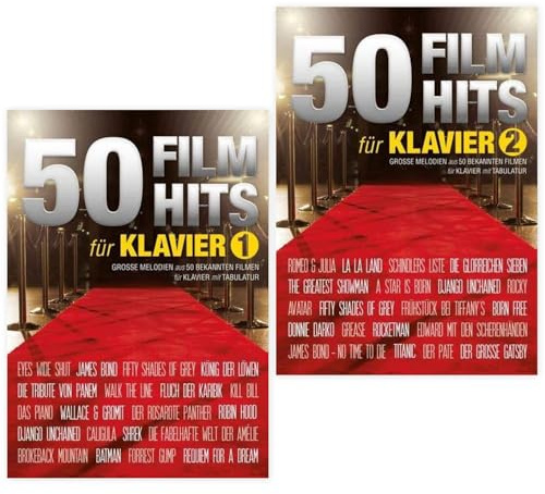 50 Filmhits für Klavier Band 1 und Band 2 - Grosse Melodien aus 50 bekannten Filmen für Klavier mit Tabulatur + Soundman-Notenheft + 2 Pianobleistifte (Starterset)
