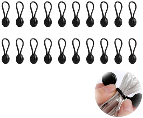 20 Stück Magnetische Kabelbinder Schwarz, Wiederverwendbare Silikon Kabelhalter Magnetisch für Kabelmanagement, Starke Magnet Clips als Organizer für Büro Haushalt Reise, Elastische Kabelorganizer