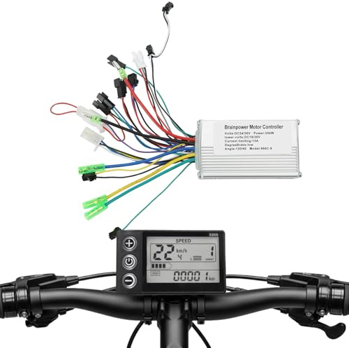 Joyance Elektromotor Brushless Controller, Brushless Motor Controller Mit LCD Anzeige für E-Bikes, Mountainbikes und Roller Ladezustands- und Geschwindigkeitsanzeige 866 24V/36V 350 W