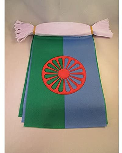AZ FLAG - Guirlande Drapeau Gitan voyageur - 6 Mètres Avec 20 Fanions Rom - Gypsy De 21x14 cm - Petits Drapeaux 100% Polyester - 60g
