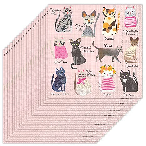 Boston International IHR 3-lagige Papierservietten, 20 Stück, Cocktailgröße, Cupcakes Katze