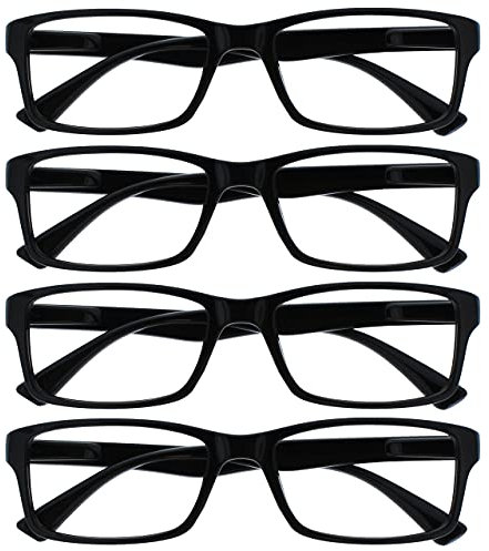 The Reading Glasses Company Die Lesebrille Unternehmen Schwarz Leser Wert 4er-Pack Designer Stil Herren Frauen RRRR92-1 +1,50
