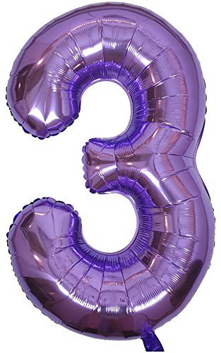 DIWULI Luftballon 3 Geburtstag XXL Lila, Zahlen-Ballon Deko