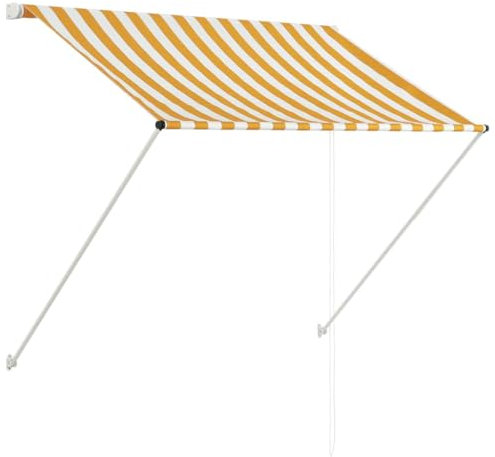 vidaXL Toldo Funcionamiento Manivela Manual Retráctil de Patio Lona Parasol Porche Jardín Sombra Exterior Terraza 100x150 cm Amarillo Blanco a Rayas