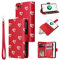 UEEBAI Wallet Case for iPhone 7/8/SE 2022 5G/SE 2020, Premium PU Leather Magnetic Handbag Zipper Case Kickstand Card Slots Wrist Strap Flip Cover for iPhone SE3/SE2 - Red