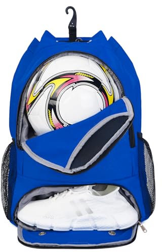 Sac de Sport à Cordon Sac à Dos pour Football Basketball Gym avec Compartiment Chaussures et Poche Humide, Bleu Foncé
