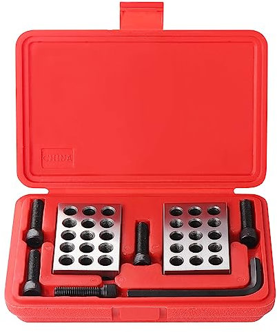 HSEAMALL 1-2-3 Blöcke Präzisionsstahl Parallelblöcke 23 Löcher 2,5 x 5,1 x 7,6 cm Maschinisten-Frässet