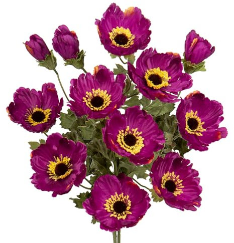 Hollyone Künstliche Mohnblumen für Heimdekoration, 3 Pcs Langstielige Realistische Künstliche Seidenblumen, Künstlicher Mohn für Küche Hochzeit Dekoration Blumenarrangement, Tischaufsteller (Lila)