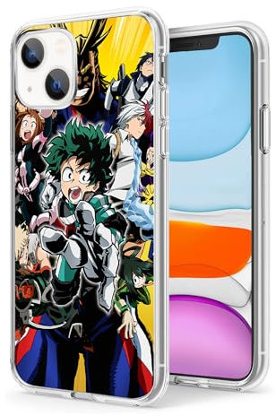 Kompatibel mit iPhone 13 Hülle, Anime Cool Manga TPU Drop Protection Shock Absorbing Scratch Resistant Phone Clear Case Cover (Cartoon-Comic-My-Hero-Academia-1)