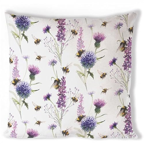 Ambiente Kissenhülle Bezug Cover 40x40 cm 100% Baumwolle Bienen und Gräser Frühling Sommer Dekokissen Serie bumblebees