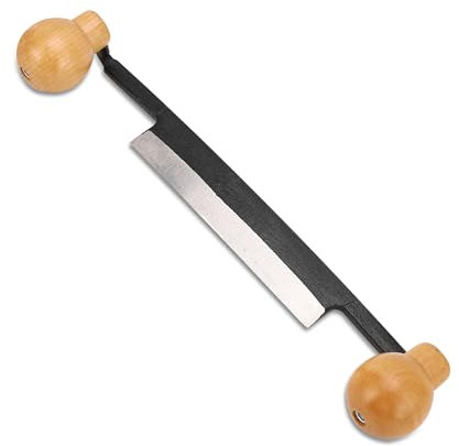 Gugxiom Coltello da disegno 12 pollici, doppio manico in legno antiscivolo, lama curva per raschiare il legno, utensile manuale per scortecciare, facile da impugnare e con risparmio di lavoro.