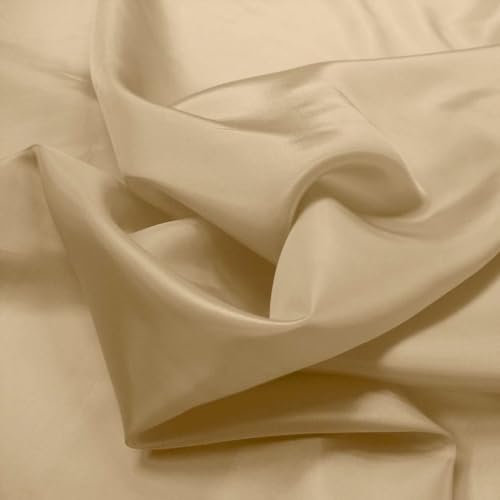 TOLKO Futterstoff Meterware Futter-Taft | Blickdicht knitterarm | universal Stoff Dekostoff Kleiderstoff Hochzeitsstoff Kostümstoff | Stoffe zum Nähen Meterware Dekorieren (Camel)