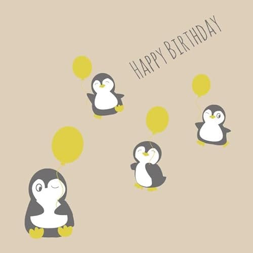 AvanCarte Umweltfreundliche Cocktail Servietten Geburtstag Pinguine 20 Stück 3-lagig 25x25cm