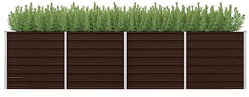 KOIECETA Hochbeet Pflanzkübel Blumenkasten Garten Pflanzkasten Terrassen Gemüsebeet Gartenbeet Pflanzbeet Braun 320 x 80 x 77 cm Verzinkter Stahl