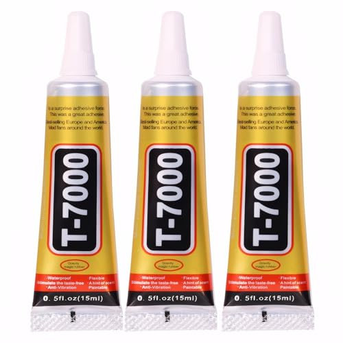 ExcellaElite T7000 Super Glue, Black Strong Glue 3 x 15ML Multi-Function Adhesive for Phone Jewelry Glass Wood Fabric Tyre Crafts
