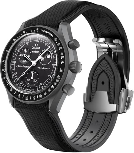 REBANDACE Uhrenarmband für Omega X Swatch MoonSwatch 20 mm, Faltschnalle, Kompatibel Mit Speedmaster, Gebogen, Keine Lücken, Ersatzband für Herren und Damen