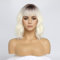 SIMKAYLEE Kurze Platin Gewellt Bob Perücke mit Pony Damen Kurz Platin blonde Perrücke für Frauen Schulterlang Ombre PlatinBlonde Perücken Locken für Karneval Fasching Party Halloween Cosplay (36 cm)