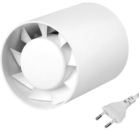 CLIUNT 100mm Extracteur D'air Silencieux, 130m³/h Ventilateur d'extraction de gaine en ligne, 34dB Ventilateur de gaine, Pour le bain,WC,toilette,tente,serre,cuisine,bureau,garage