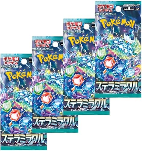Pokemon TCG Stellar Miracle Booster Packs x4 | Japanese Stellar Crown Booster Packs | Japanese Pokémon Cards | Scarlet & Violet Series | Titan Authenticated
