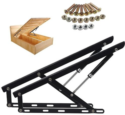 Pack de Sistema Completo de Elevación Hidráulicos Profesional para Canapés, Incluye Bisagras Pistones Tornillería, Sistema Lateral 61cm,75cm,90cm,110cm,120cm,150cm, Movilidad para Cama Abatible(90cm/3