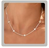 MOGASA Kleeblatt Kette Silber 925 Damen Mädchen 14K Vergoldete Halskette | Hypoallergene Kette Gold Cubic Zirkonia Choker Ketten Silber für Frauen Halskette Gold Statement Wasserfest Halskette Silber