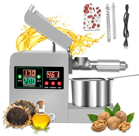 BANGBANGJI 820W Automatic Nut Oil Press Machine, Pure copper motor, CE Certified with Overheat Protection, Suitable for Almond/Coconut/Olive/Walnut Oil Extraction at Home or Shop