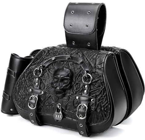 Motorrad Tasche für Yamaha XV 250 Virago 1989-2022, Leder Motorrad Seitentasche wasserdichte Satteltaschen mit Schnellverschluss Motorrad-Satteltaschen Satteltasche,A
