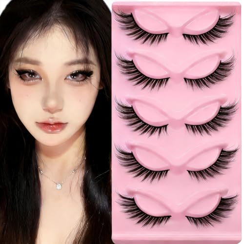 SIVZUMO 10 Paires Faux cils Naturels Éffilochés Bandes de Cils Minces et Moelleuses Effet Naturel